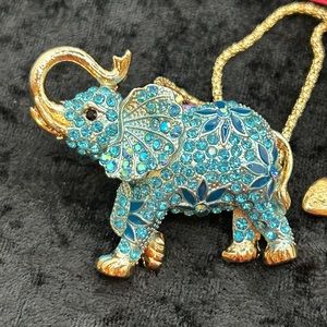 Betsey Johnson Turquoise Elephant Pendant Necklace